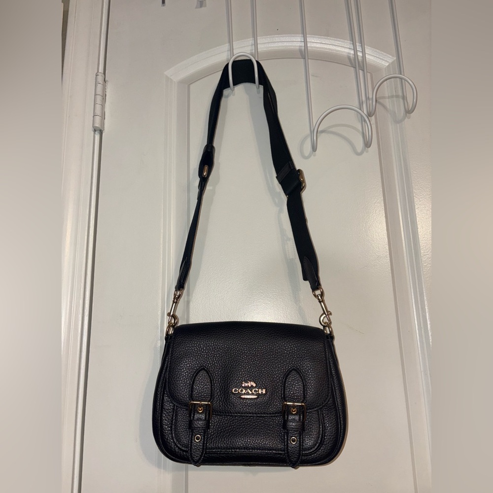 Coach Lucy Crossbody Shoulder Bag Black Pebbled Leather - Picture 3 of 16